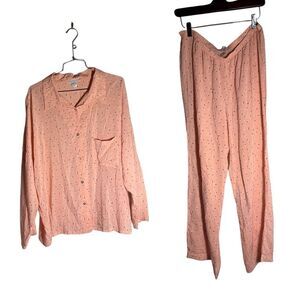 Eberjey Viscose Peach Long Sleeve Pajama Set Large